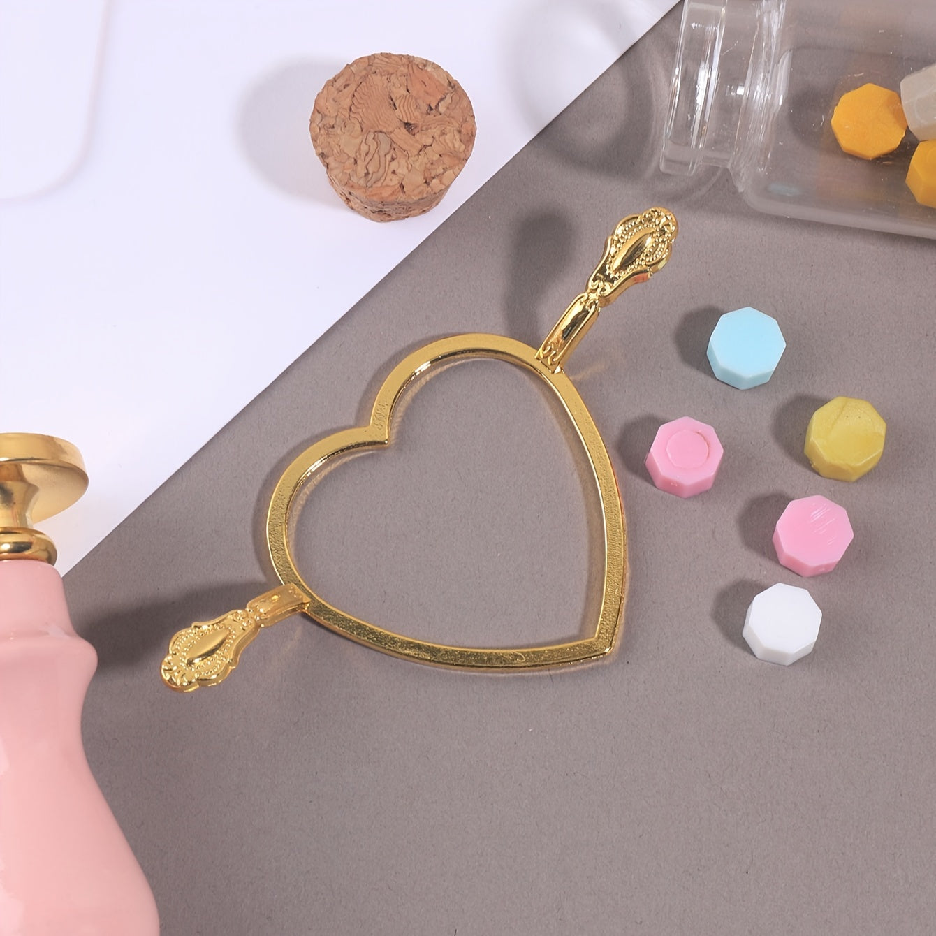 Metal Wax Seal Mold Golden Love Heart Fire Print Holder
