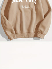 Letter Print Crew Neck Sweatshirt for Women