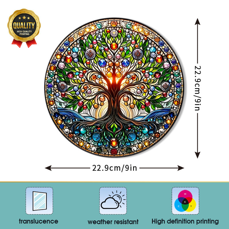 Colorful Tree of Life & Wisdom Sun Catcher 22 x 22 Window Decal