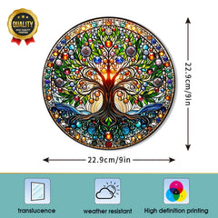 Colorful Tree of Life & Wisdom Sun Catcher 22 x 22 Window Decal