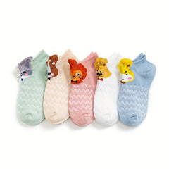 Kids Cotton Short Socks Cartoon Animal Mesh Comfy Breathable Socks
