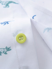 Stylish Dinosaur Boys Shirt Short Sleeve Lapel Tops for Summer