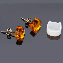 8pcs Stud Earrings Resin Crystal Epoxy Mold DIY Pendant Casting Silicone Mould