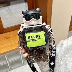 Large Capacity Bear Plastic Cup with Straw
