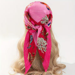 Plum Blossom Print Bandana Silky Floral Scarf - 4 Colors