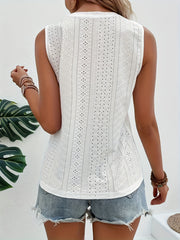 Eyelet Tank Top Sleeveless Casual Top for Women