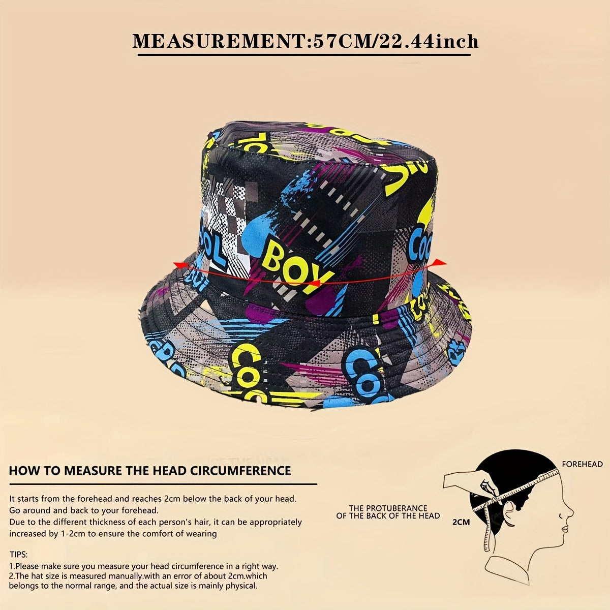 Letter Glasses Graffiti Foldable Bucket Hat for Men Women