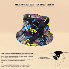 Letter Glasses Graffiti Foldable Bucket Hat for Men Women