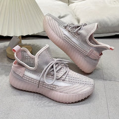 Women's Lightweight Knit Sports Shoes Lace Up Low Top Running Shoes