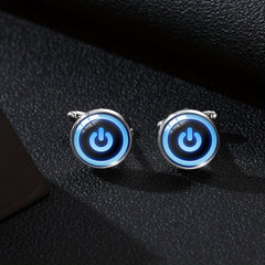 Time Gemstone Men's Cufflinks Peace Sign French Cufflinks