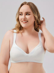 Plus Size Basic Bra Solid Wide Strap Wireless T-shirt Bralette