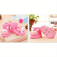 2pairs Baby Socks Slipper Anti Skid Pattern Kids Toddlers Gift Cotton Socks