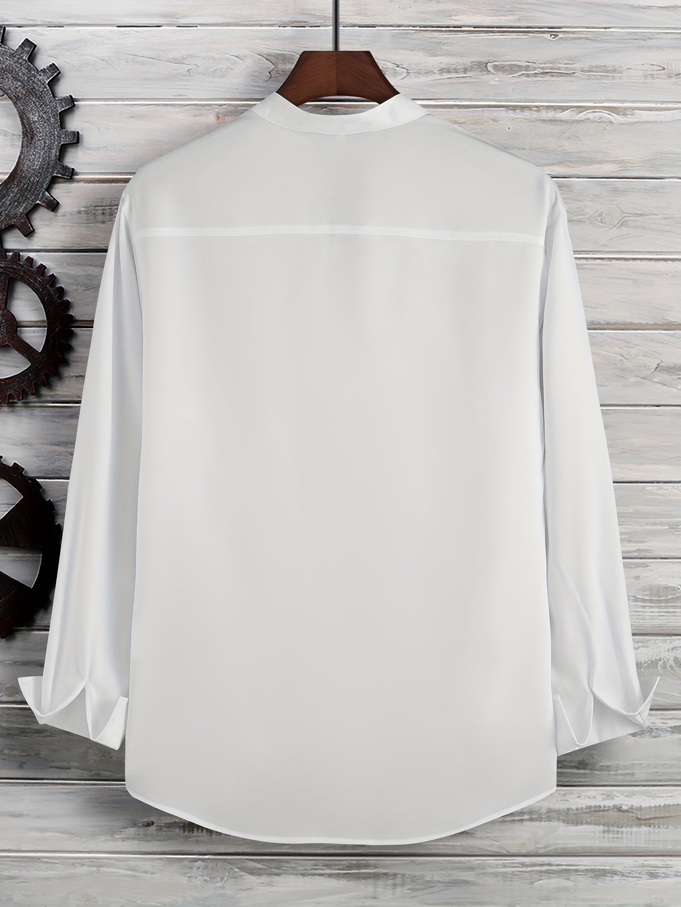 Men's Stand Collar Long Sleeve Shirt for Autumn