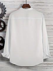 Men's Stand Collar Long Sleeve Shirt for Autumn
