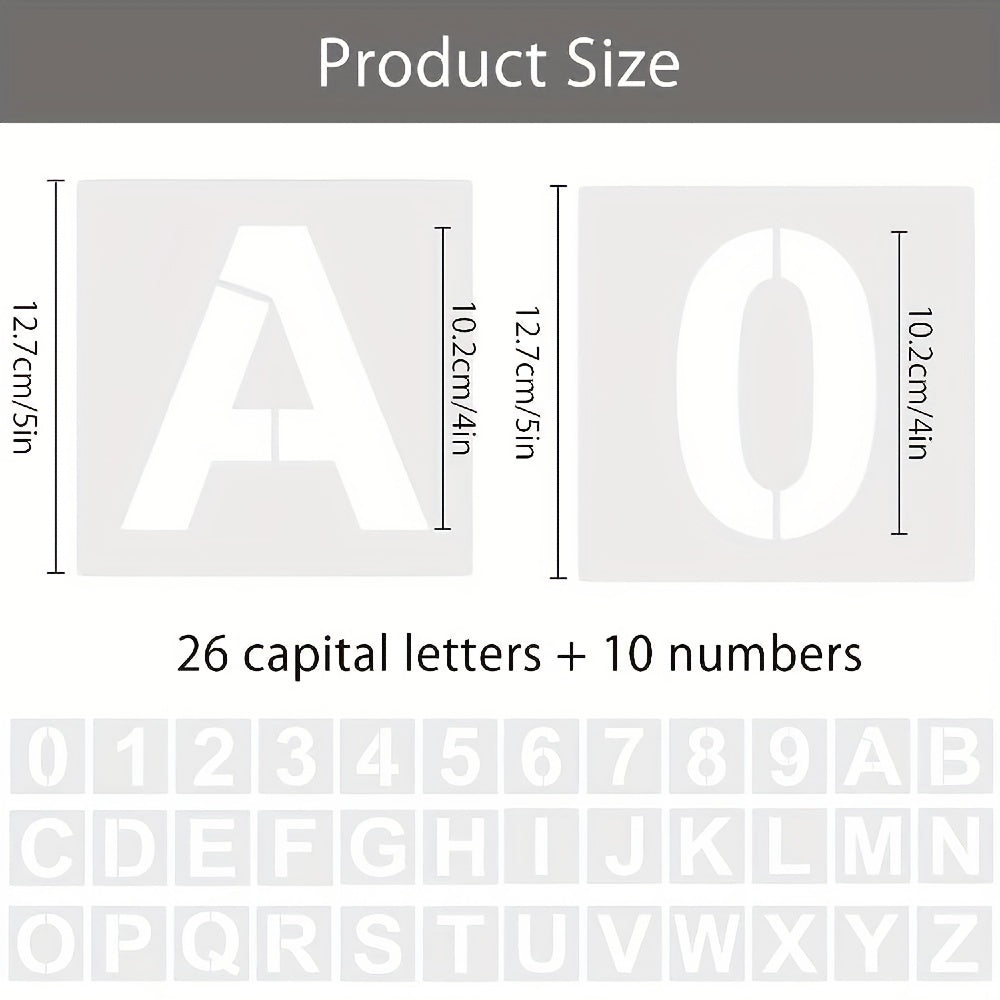 36pcs Letter Stencil Numbers Stencils Reusable Alphanumeric Painting Stencil
