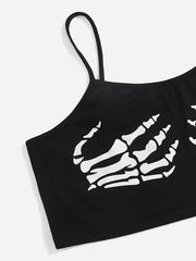 Halloween Skull Hands Print Seamless Sports Bra