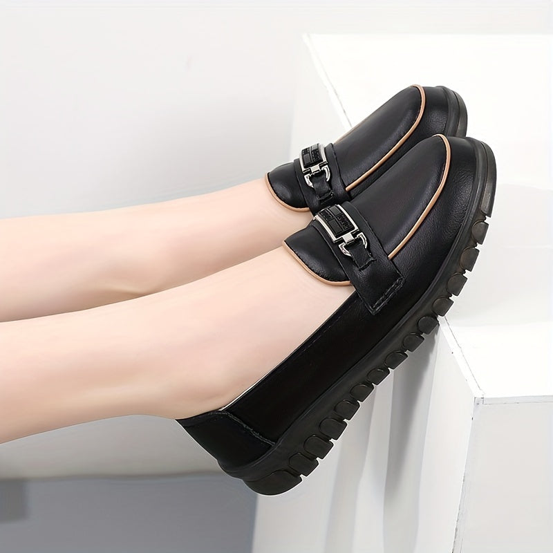 Metal Decor Flat Loafers Slip On Casual Shoes