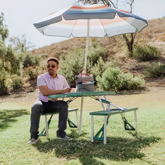 Portable Plastic Folding Table and Stool Set for Outdoor Camping