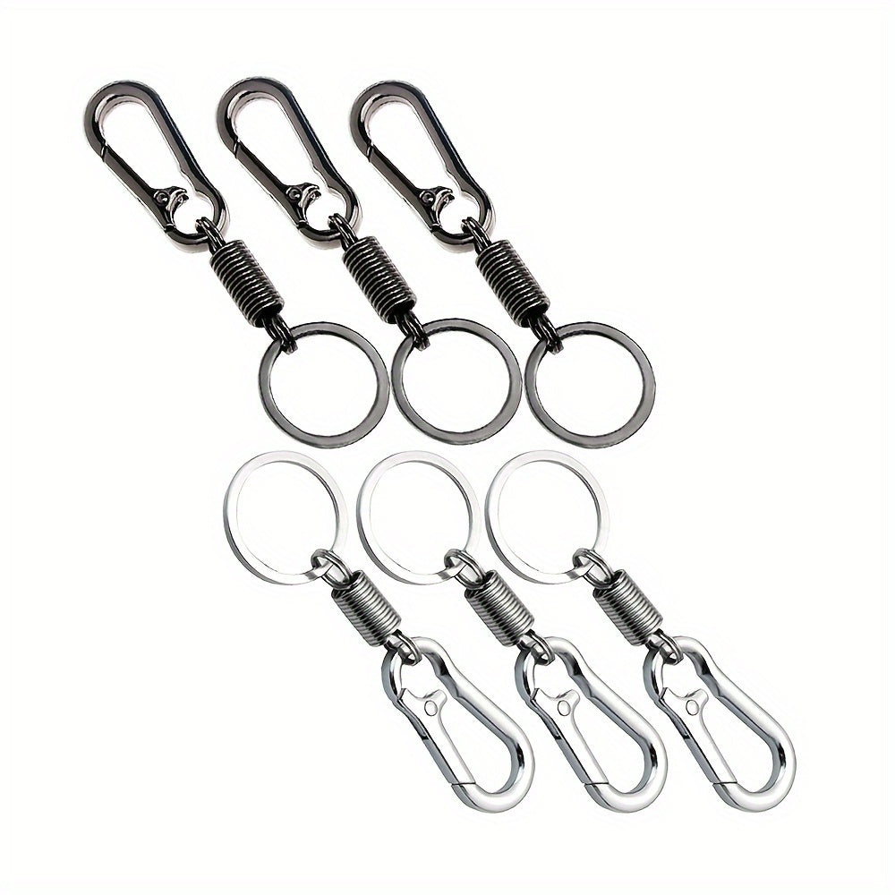 6pcs Spring Buckle Keychain Clip Key Ring Retractable Metal Key Holder Hook