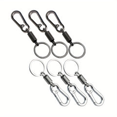 6pcs Spring Buckle Keychain Clip Key Ring Retractable Metal Key Holder Hook