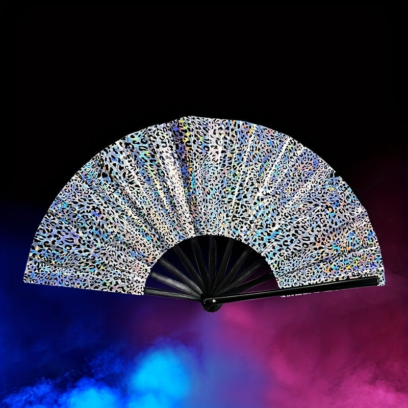 32cm Laser Folding Holographic Dance Party Fan Portable Summer Fan
