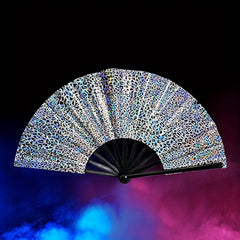 32cm Laser Folding Holographic Dance Party Fan Portable Summer Fan