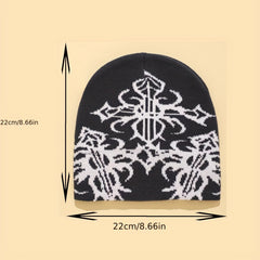 Men's Contrast Jacquard Knitted Hat Beanie