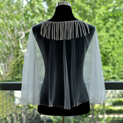 Bohemian Wedding Shawl Capelet Lightweight Nylon Bridal Cover Up Tassel Details
