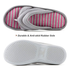 Women's Stripe Flat Flip Flops Open Toe Slippers Memory Foam Non-slip Shoes