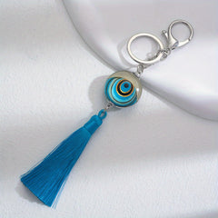 Devil's Eye Tassel Pendant Keychain For Girls Car Key Ring Mobile Phone