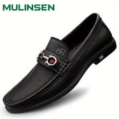 Men's No Tie Slip On Leather Shoes Casual Outdoor Walking Shoes
