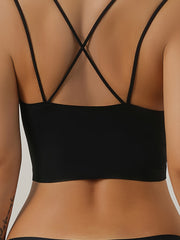 Sexy Seamless Cami Top Criss Cross Back Crop Tank Top Women's Lingerie