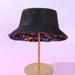 Mushroom Print Bucket Hat Casual Foldable Basin Hat Sunscreen Fisherman