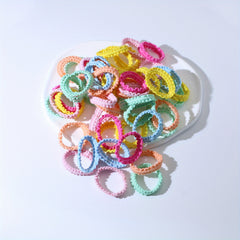 50pcs Colorful Ruffled Mini Hair Ties for Baby Girls