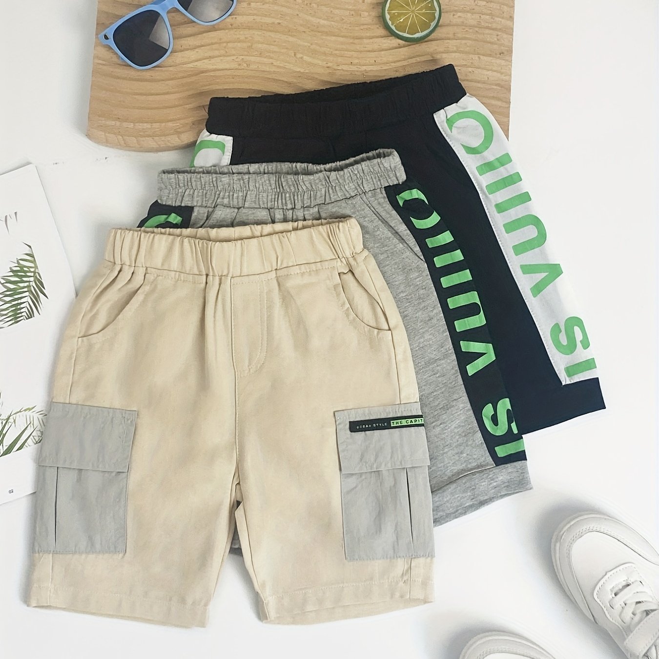 3pcs Boys Letter Print Comfortable Shorts for Summer Outdoor