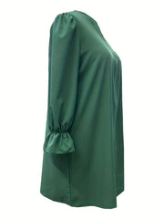 Casual Dress Women's Plus Lantern Sleeve Stretch Dress