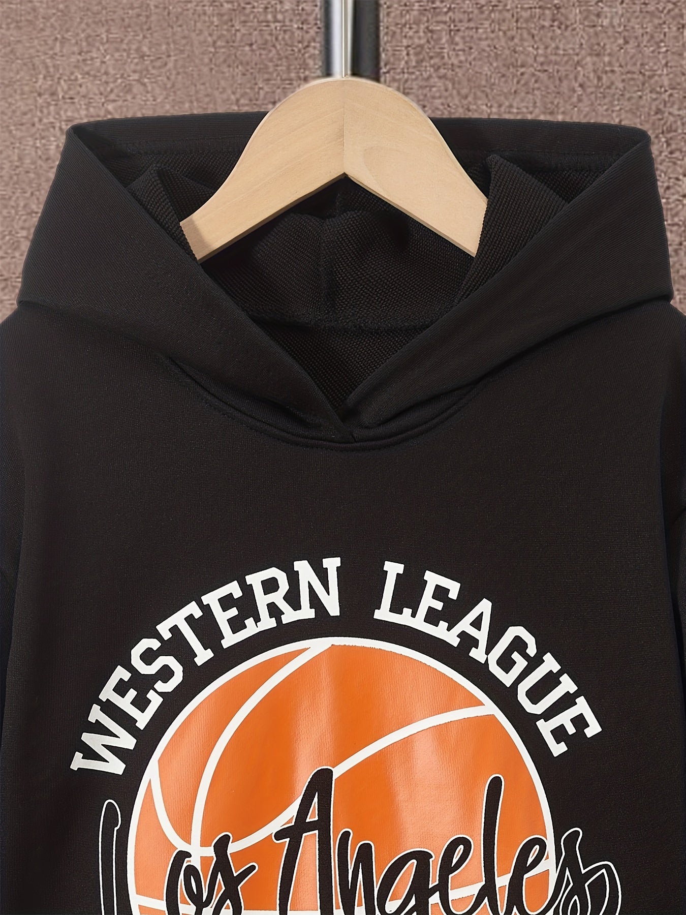 Boy's Basketball 2pcs Sweatshirt & Sweatpants Set LA Print Top Outfit