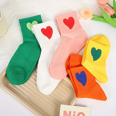 Heart Pattern Socks for Women Breathable Sports Stockings