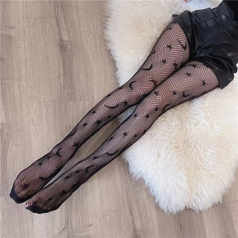 Fishnet Star & Moon Pattern Stockings Tights