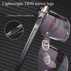 Half Rimless Rectangle Eyeglasses HD Light Blocking Glasses
