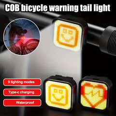 USB Rechargeable LED Bike Taillight 9 Modes 400mAh Heart Palm Smile