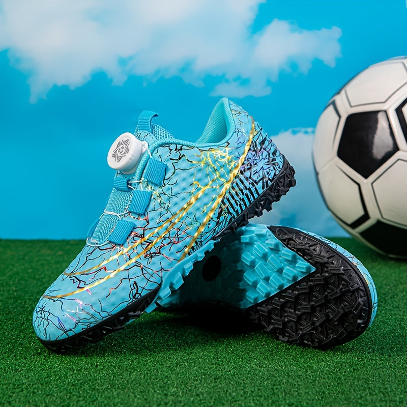 High Top Turf Football Boots Rotating Buckle Anti-Skid Breathable Soccer Cleats