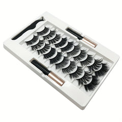 10 Pairs Magnetic Faux Mink Hair False Eyelashes Long and Curling
