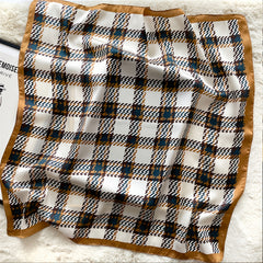 Classic Checkered Silk Scarf Gift For Her