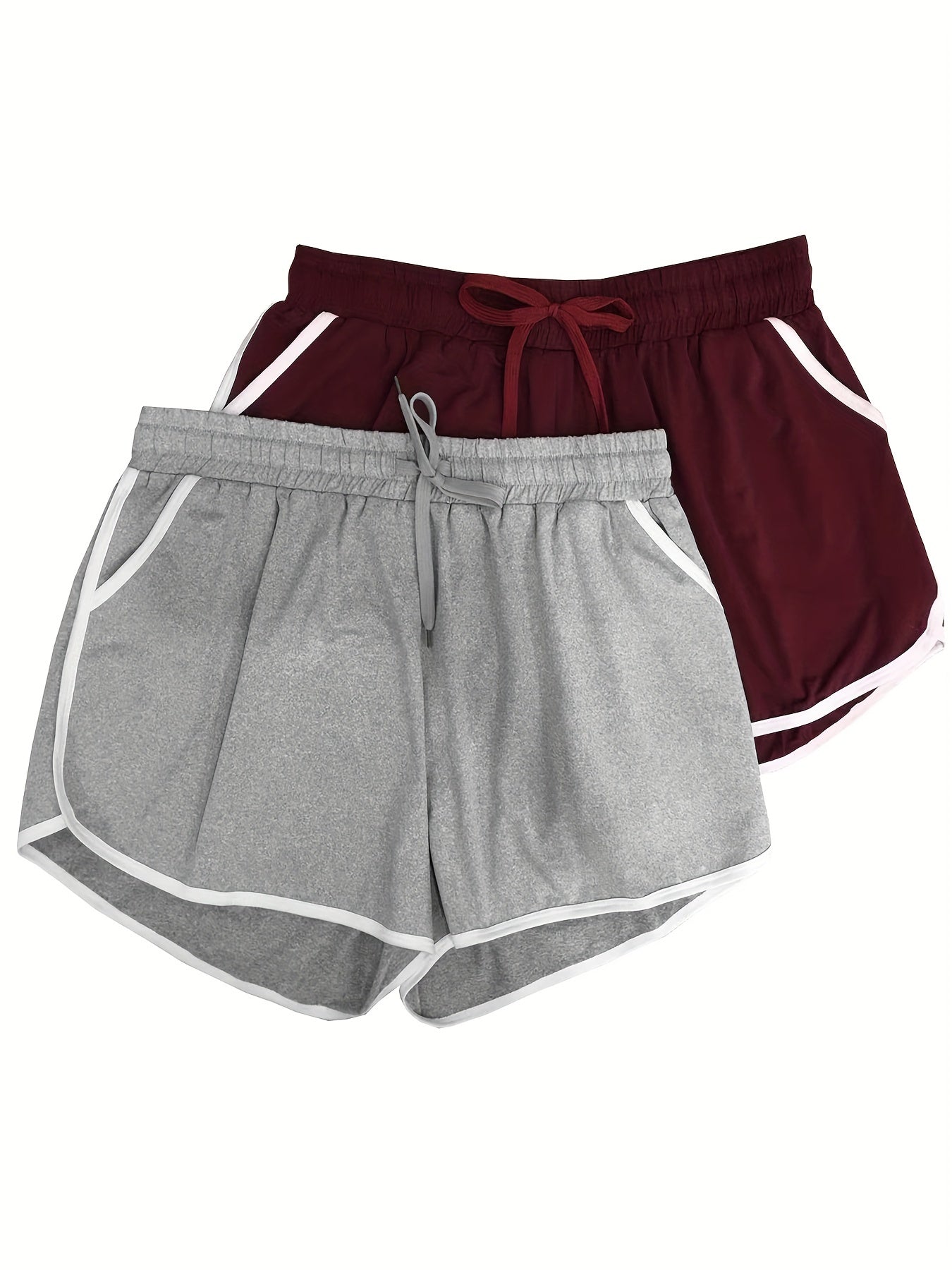 2 Pack Plus Size Sports Shorts Set Medium Stretch Bik