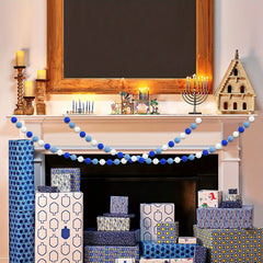 Hanukkah Pompoms Wreath Dark Pompoms Decoration