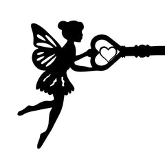 Fairy Silhouette Statue Garden Fairy With Key Shape Stakes Metal Elf Ornament