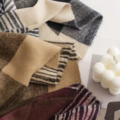Plaid Warm Scarf Cashmere Scarf Windproof Tassel Scarf