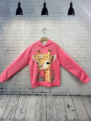 Giraffe Print Hoodies Girls Comfy Pocket Pullover Kids Clothes Gift Christmas