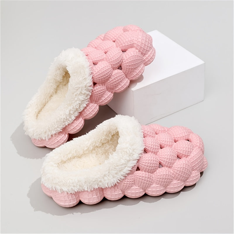 Women's Fleece Bubble Slides Warm Soft Shoes
